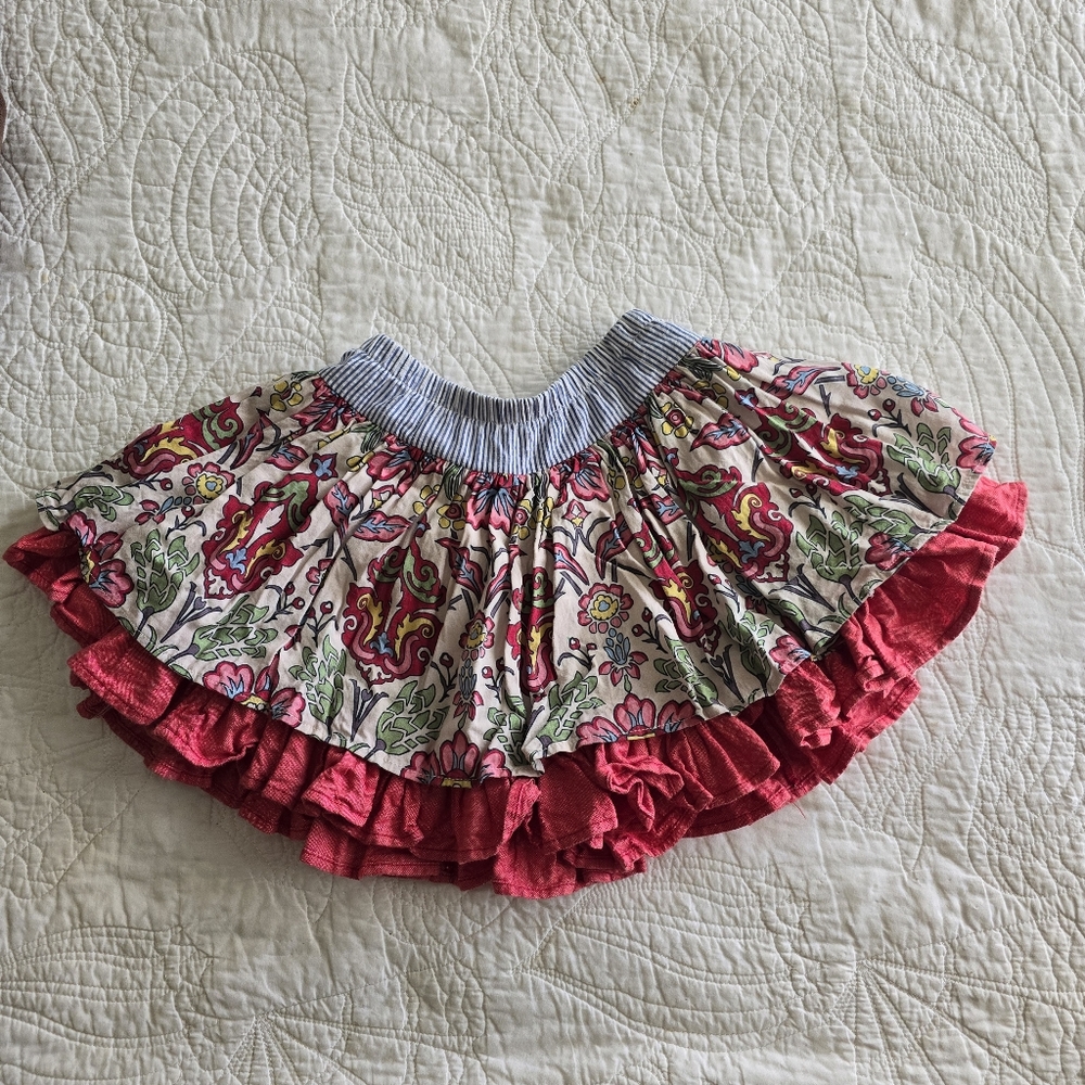 Persnickety Floral Skirt with Pink and Green Accents